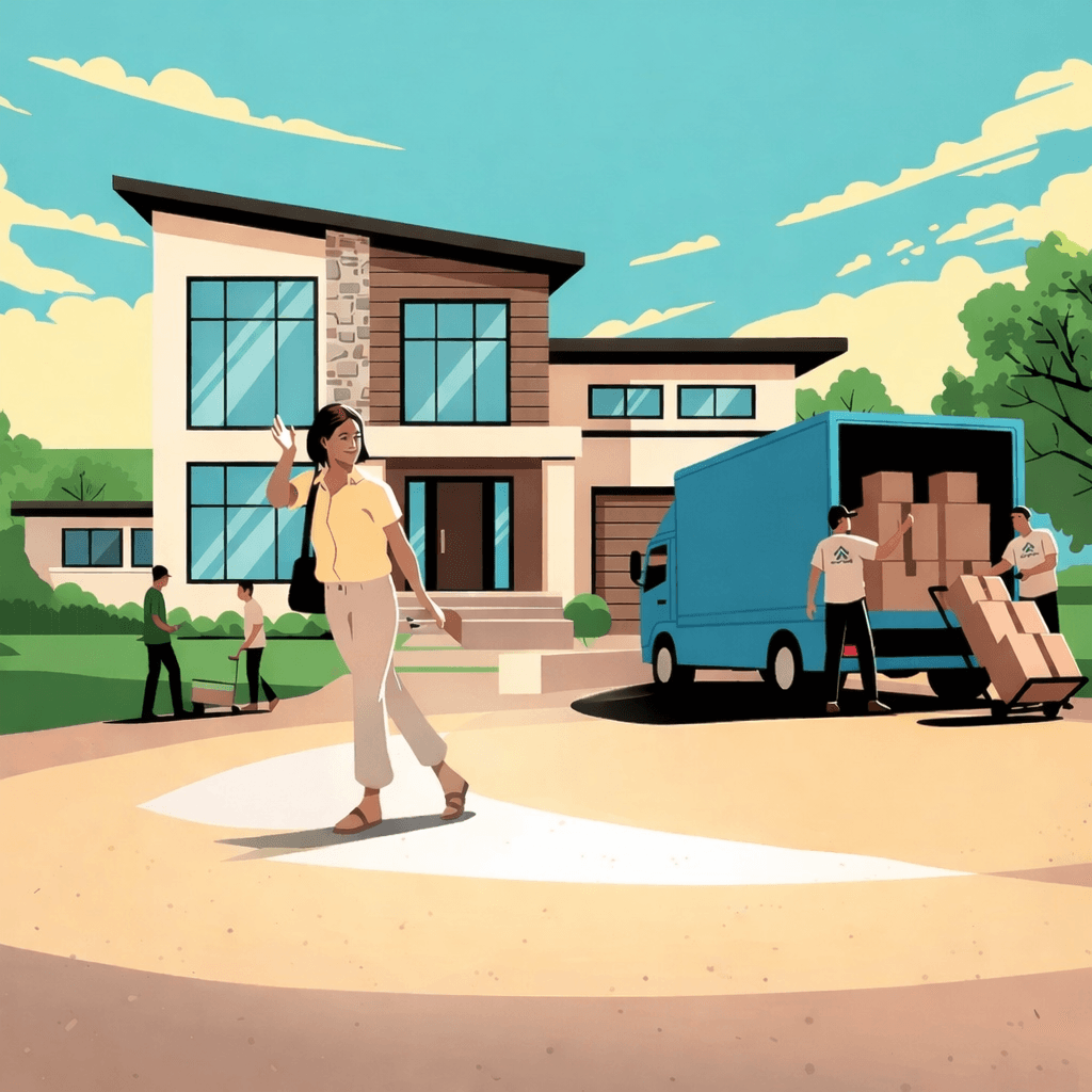 Professional movers carrying boxes